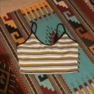 Striped Yellow and Black Women's Super Cropped Top